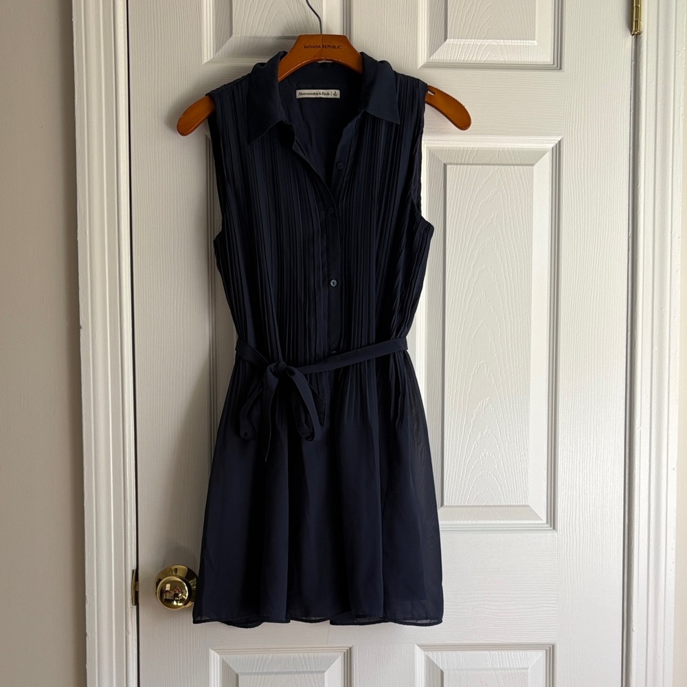 Abercrombie & Fitch Navy Sleeveless Pleated Mini Dress